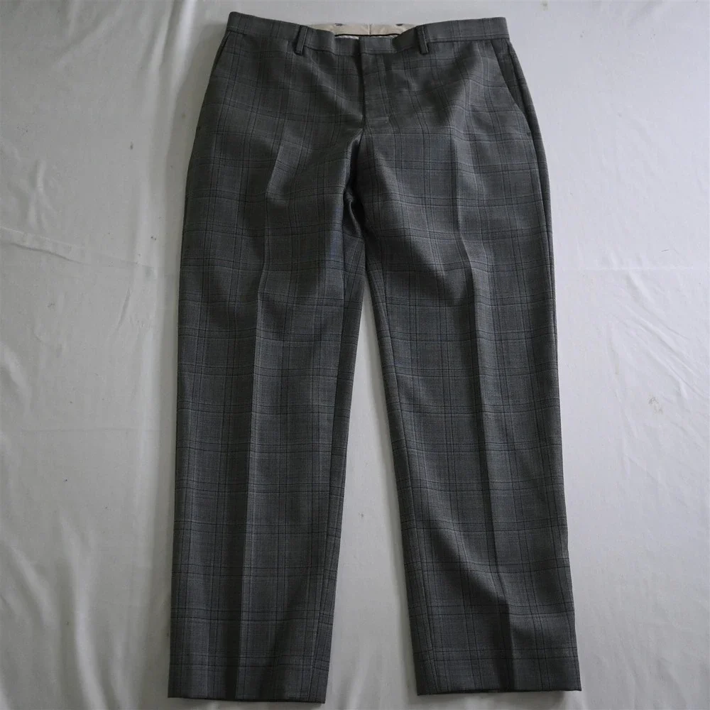 Banana Republic 34x30 Gray Plaid Tailored Slim Fit 554529 Mens Dress Pants